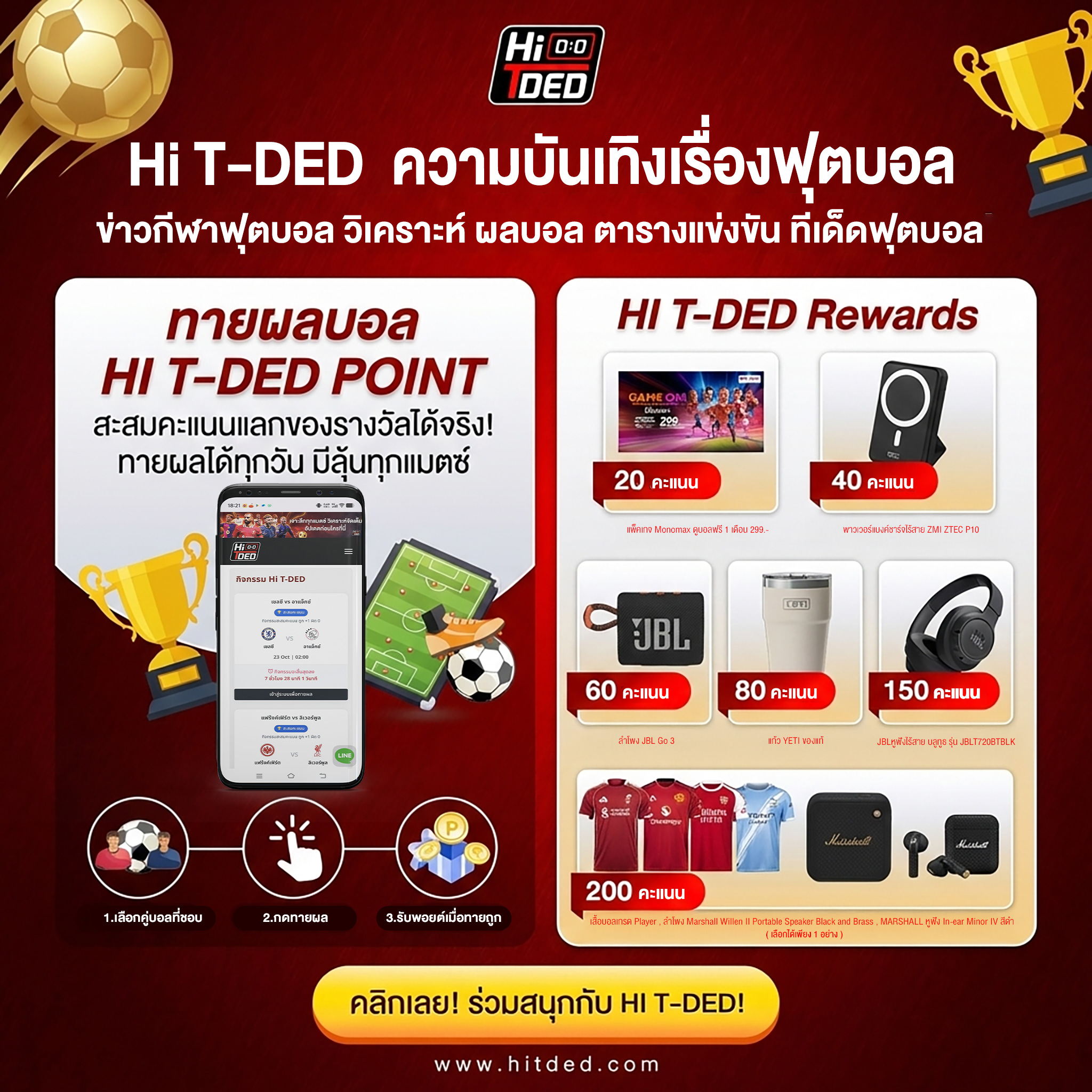 กิจกรรม Hi T-DED สะสมแต้มแลกของรางวัล