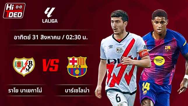 วิเคราะห์ฟุตบอล ลาลีกา สเปน คู่ ราโย บาเยกาโน่ พบ บาร์เซโลน่า