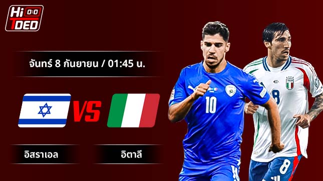 วิเคราะห์ฟุตบอล ฟุตบอลโลก รอบคัดเลือก คู่ อิสราเอล พบ อิตาลี